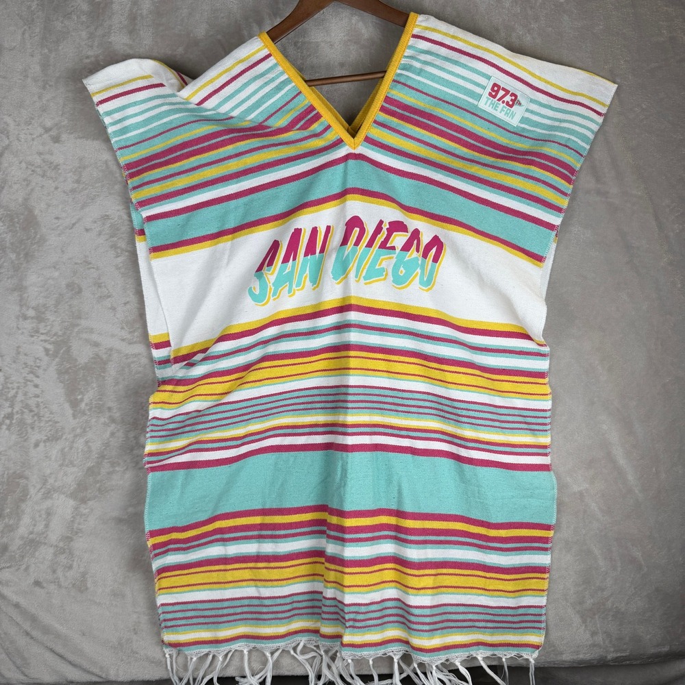 Padres baseball San Diego Striped Woven Poncho Fringed Beach Towel Shirt city